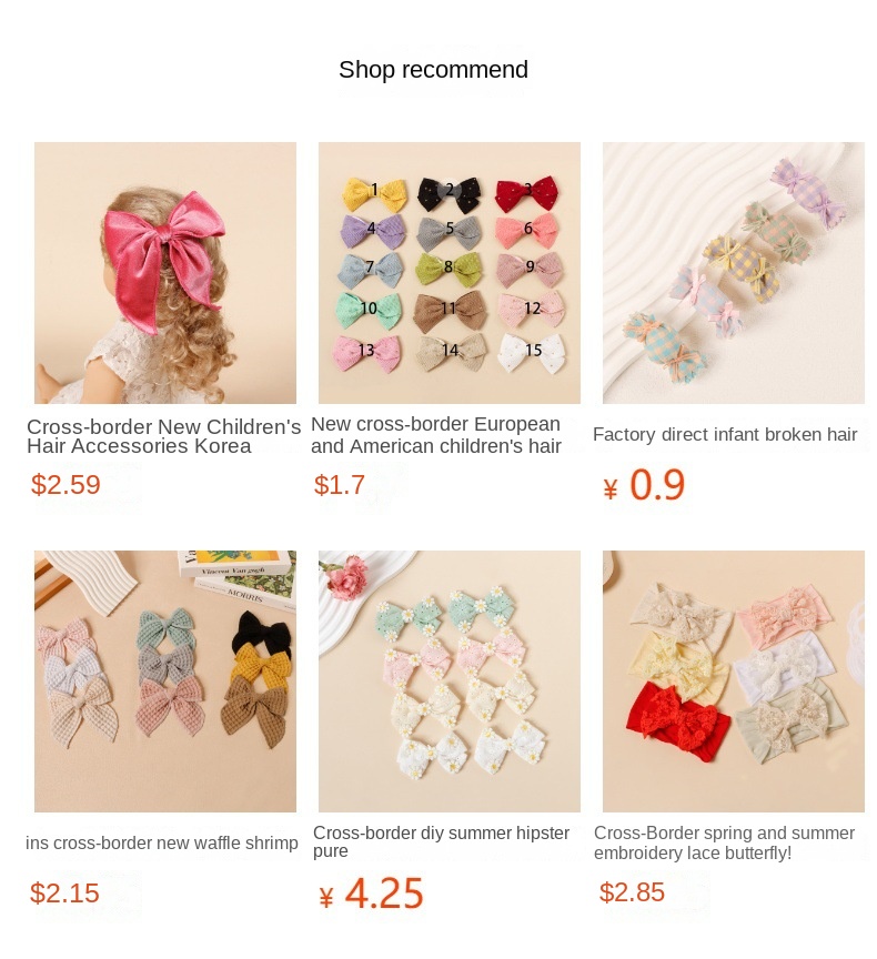 For Amazon Hot Handmade Solid Color Bow Hairpin Simple Children's Party Hair Accessories for Girls Detail Pic 0 228