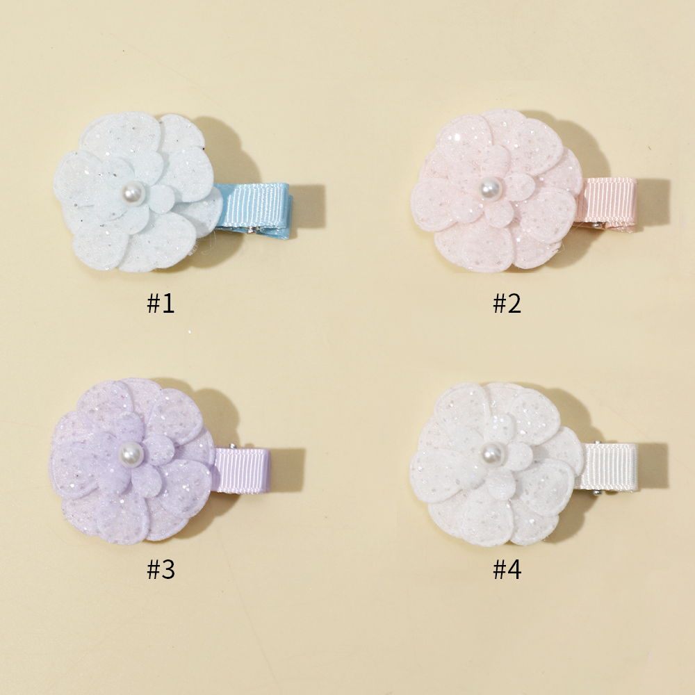New Princess Hair Fabric Flower Beads Little Girl Hair Clip Girl Cute Baby Headwear Detail Pic 10 178