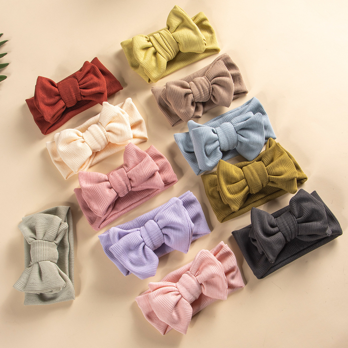 INS Multicolor DIY Double Layer Big Bow Headband High Elastic Wide Edge Baby Hair Accessories Children's Knitted Cotton Headband Detail Pic 2 21