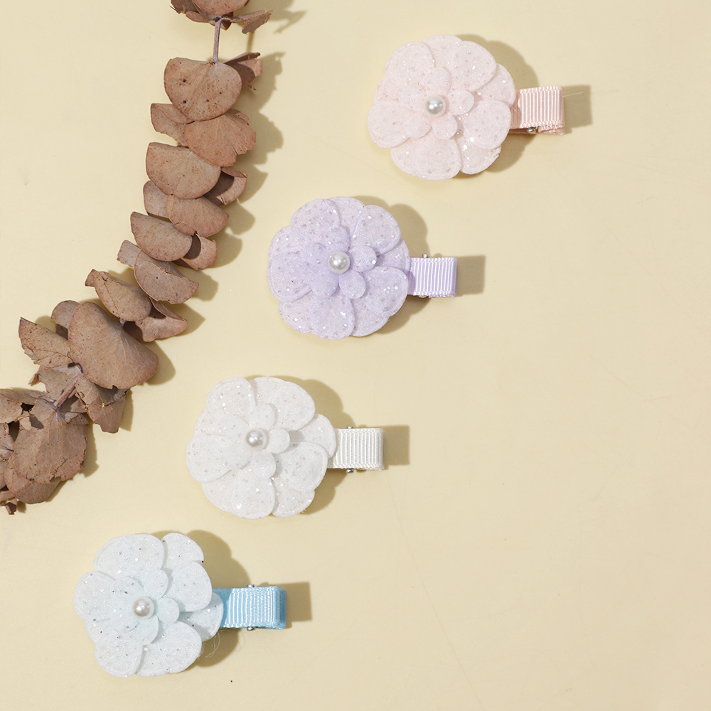 New Princess Hair Fabric Flower Beads Little Girl Hair Clip Girl Cute Baby Headwear Detail Pic 2 317