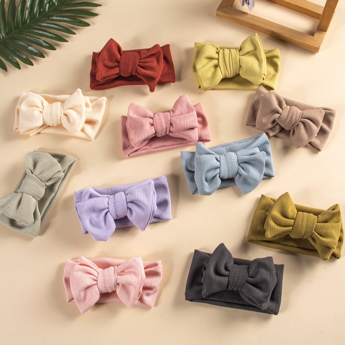 INS Multicolor DIY Double Layer Big Bow Headband High Elastic Wide Edge Baby Hair Accessories Children's Knitted Cotton Headband Detail Pic 3 21