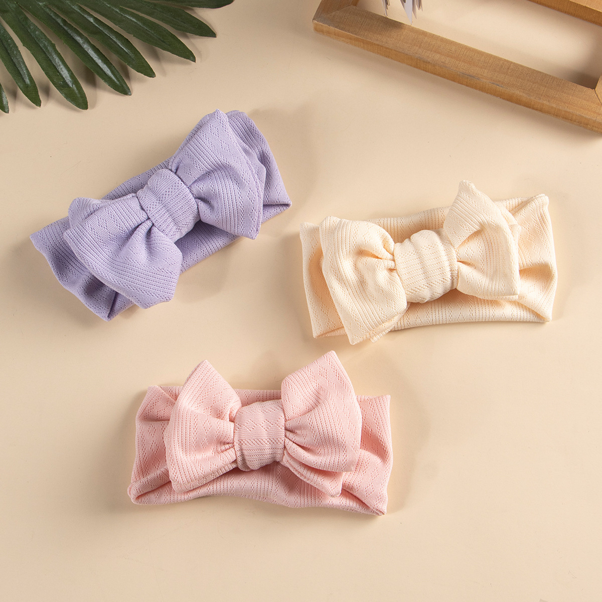INS Multicolor DIY Double Layer Big Bow Headband High Elastic Wide Edge Baby Hair Accessories Children's Knitted Cotton Headband Detail Pic 7 21